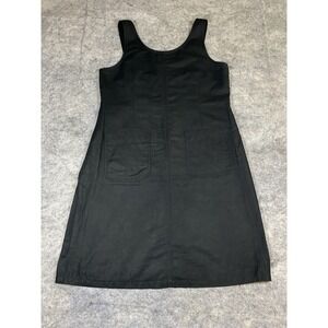 LL Bean Shift Dress Womens Size 12-Pet Black Linen‎ Blend Round Neck Sleeveless